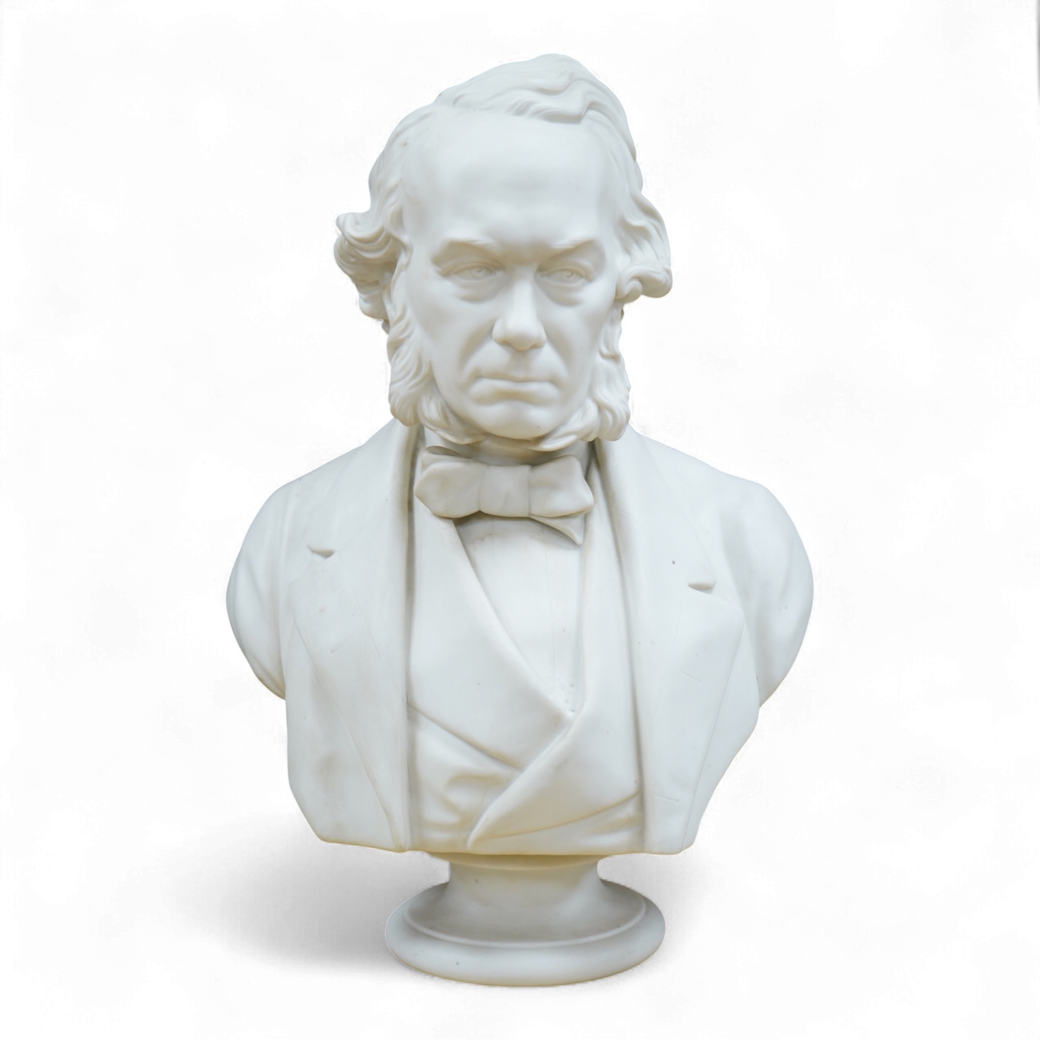 An Adams & Co Parian ware bust of Richard Cobden, published by John Stark Etruria, June 1865, 40cm